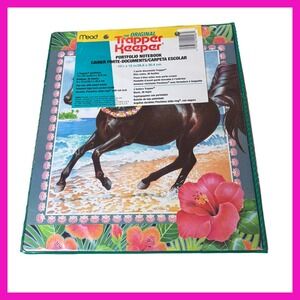 Vintage 1995 Mead Trapper Keeper Tropical Horse Black Stallion Binder New!